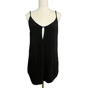 Blush Slip Dress Womens Small Black Strappy V Neck Cutout Short Party Cocktail